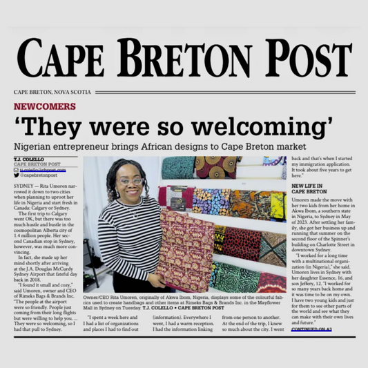 Rimeks Bags & Brands Inc. Featured in Cape Breton Post
