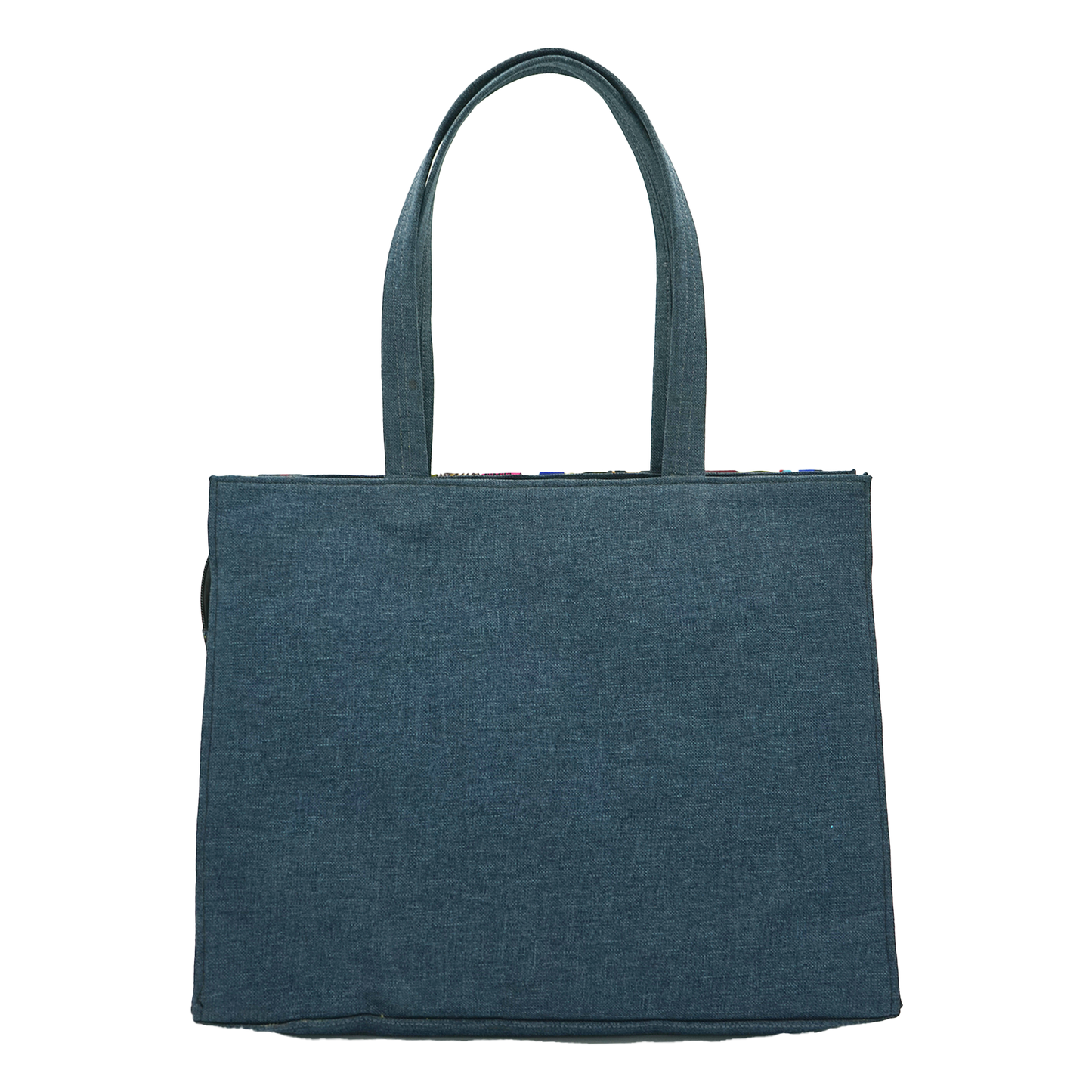 Vibrant Patchwork Raffia Tote