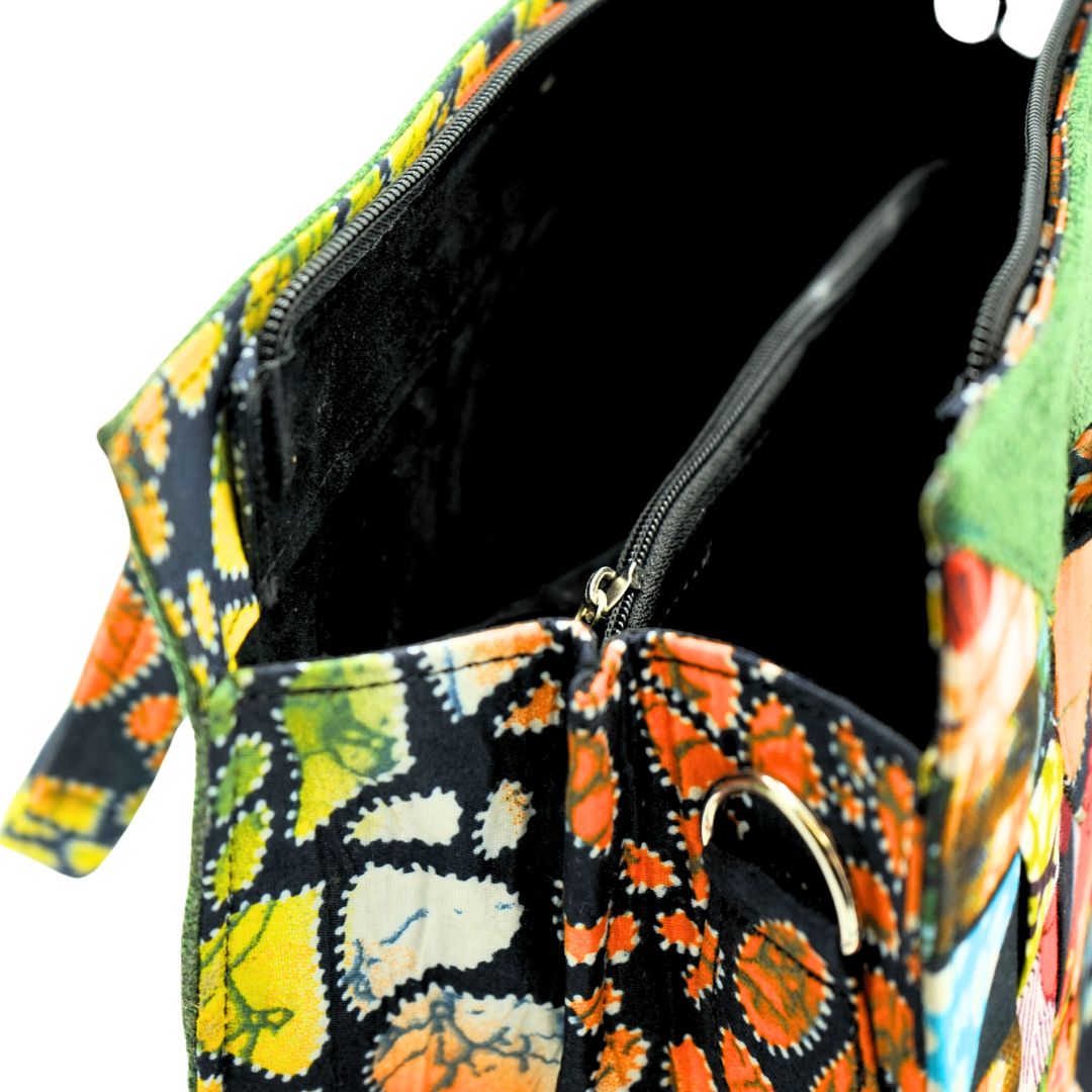 Sac à main patchwork en mosaïque verte Ankara