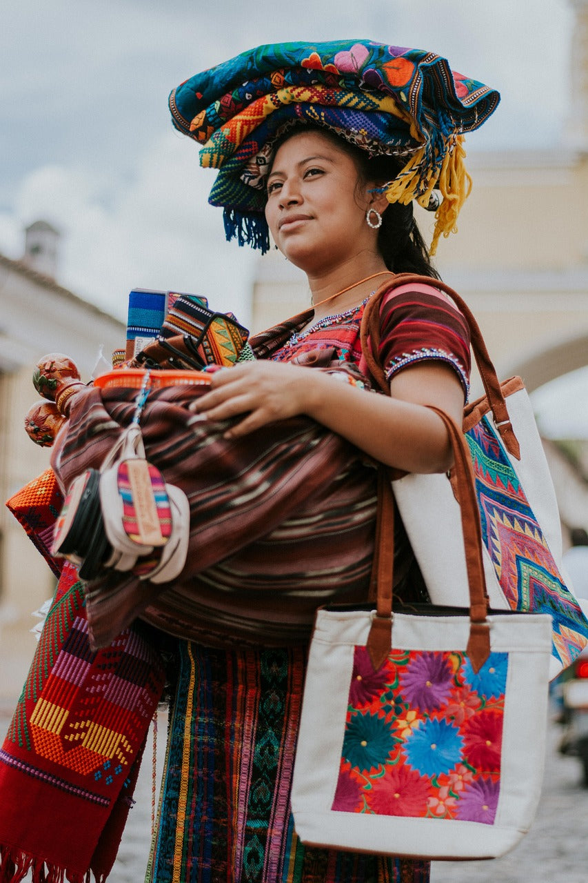 A Woman with African bags