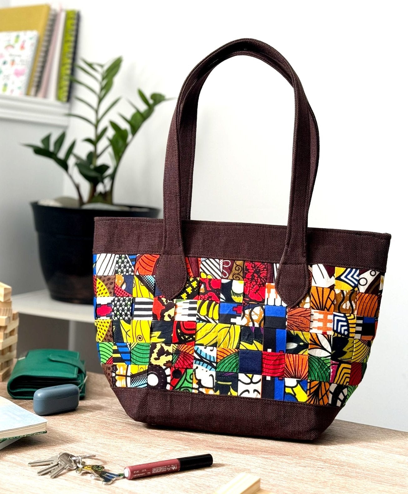 Ankara Patchwork Bag Brown