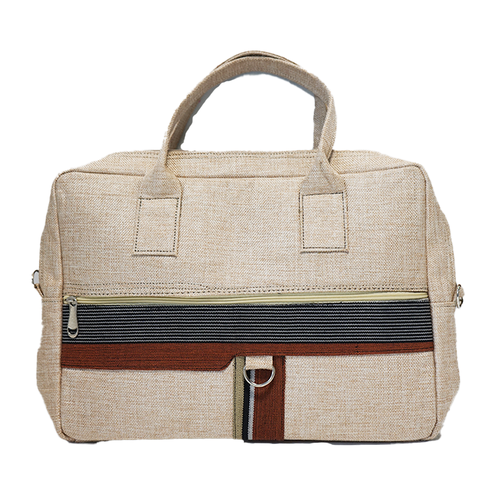Beige Raffia Handmade Laptop Bag