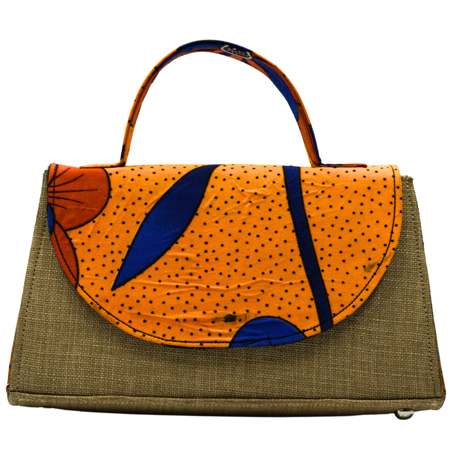 Beige and Orange Ankara Crossbody Bag - Statement Purse