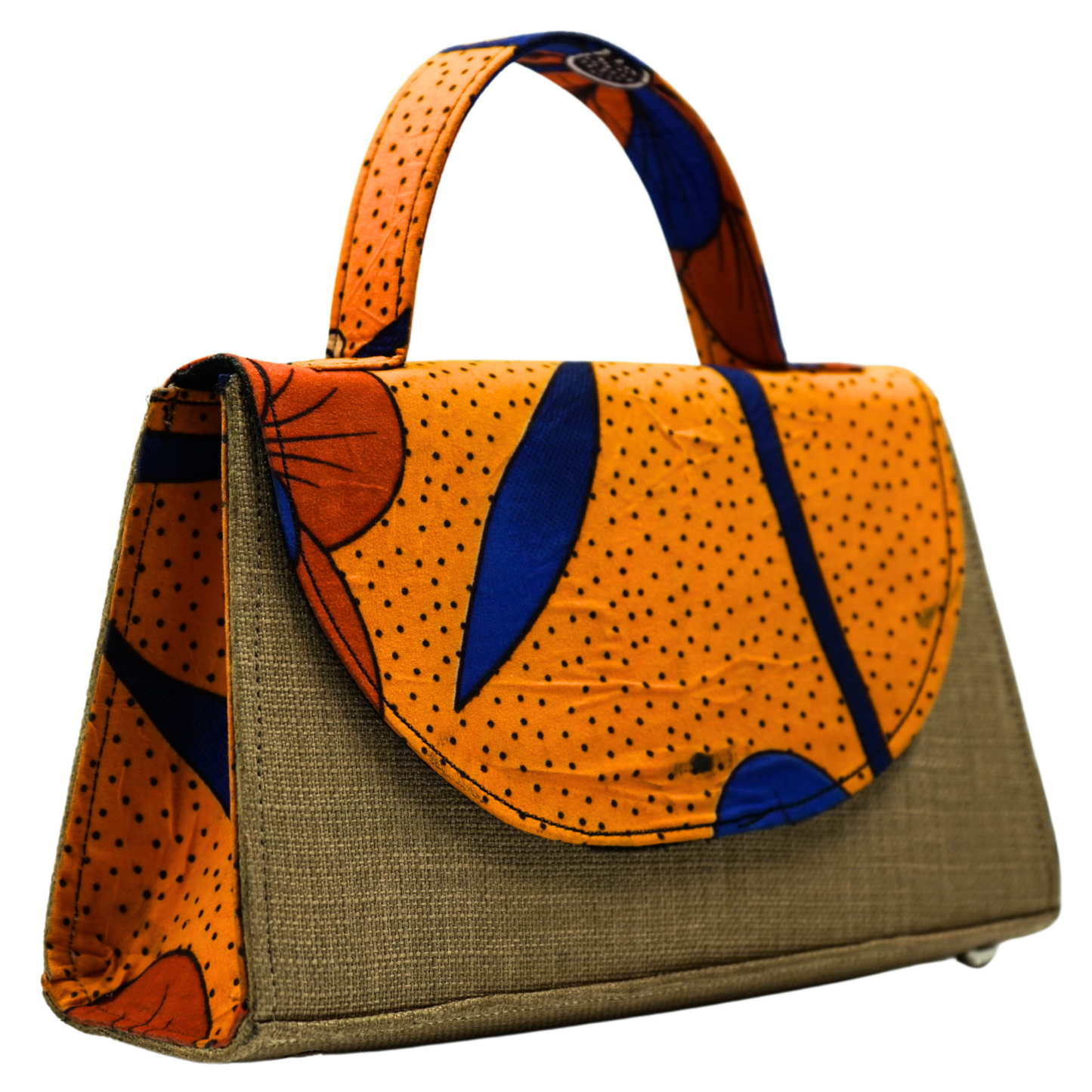 Beige and Orange Ankara Crossbody Bag - Statement Purse