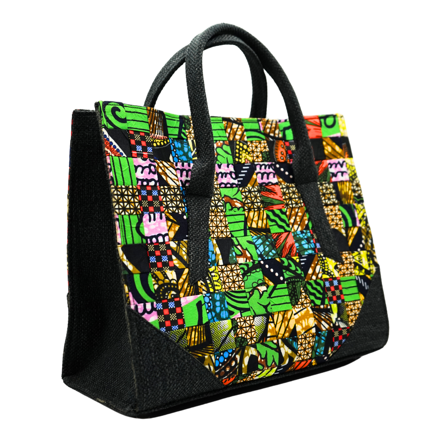 Black Bold Big Ankara Patchwork Handbag