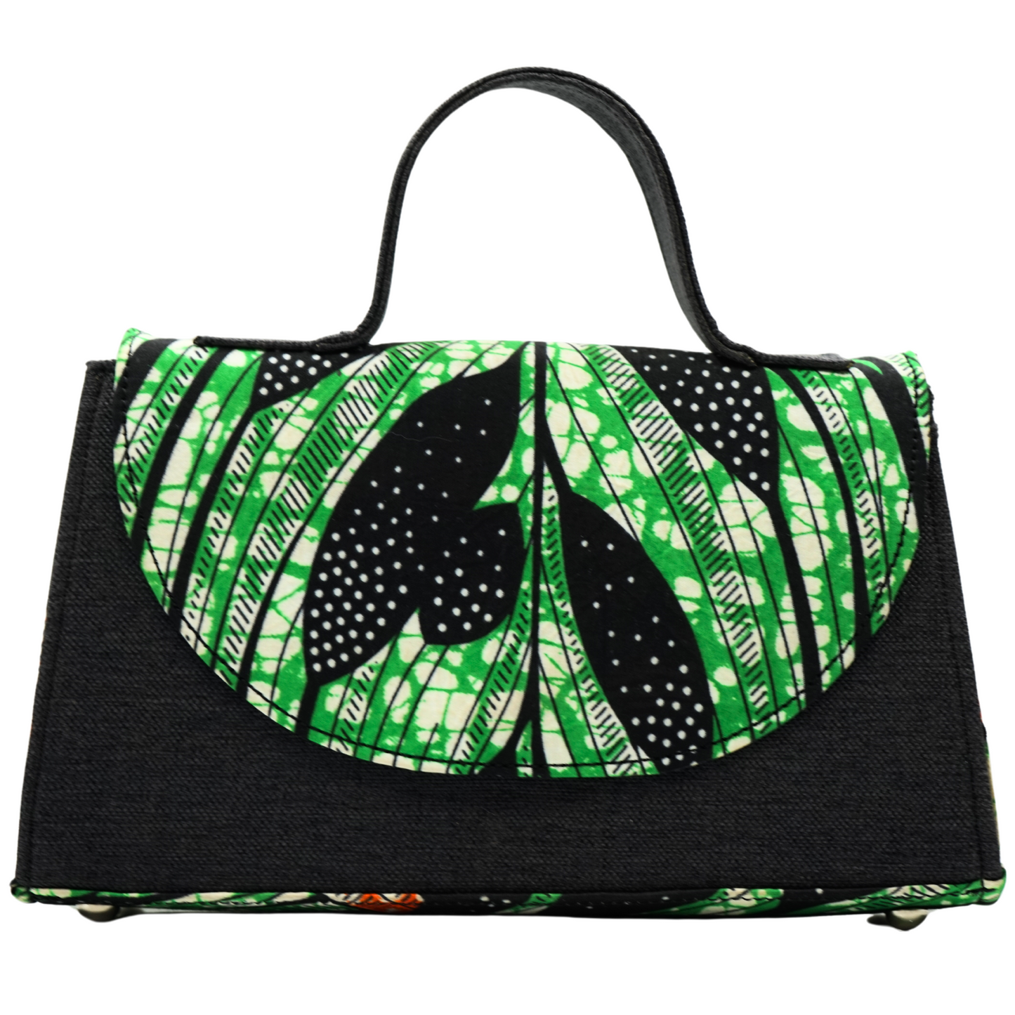 Black and Green Ankara Crossbody Bag - Statement Purse
