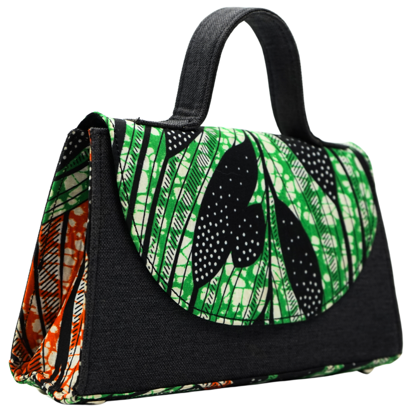 Black and Green Ankara Crossbody Bag - Statement Purse
