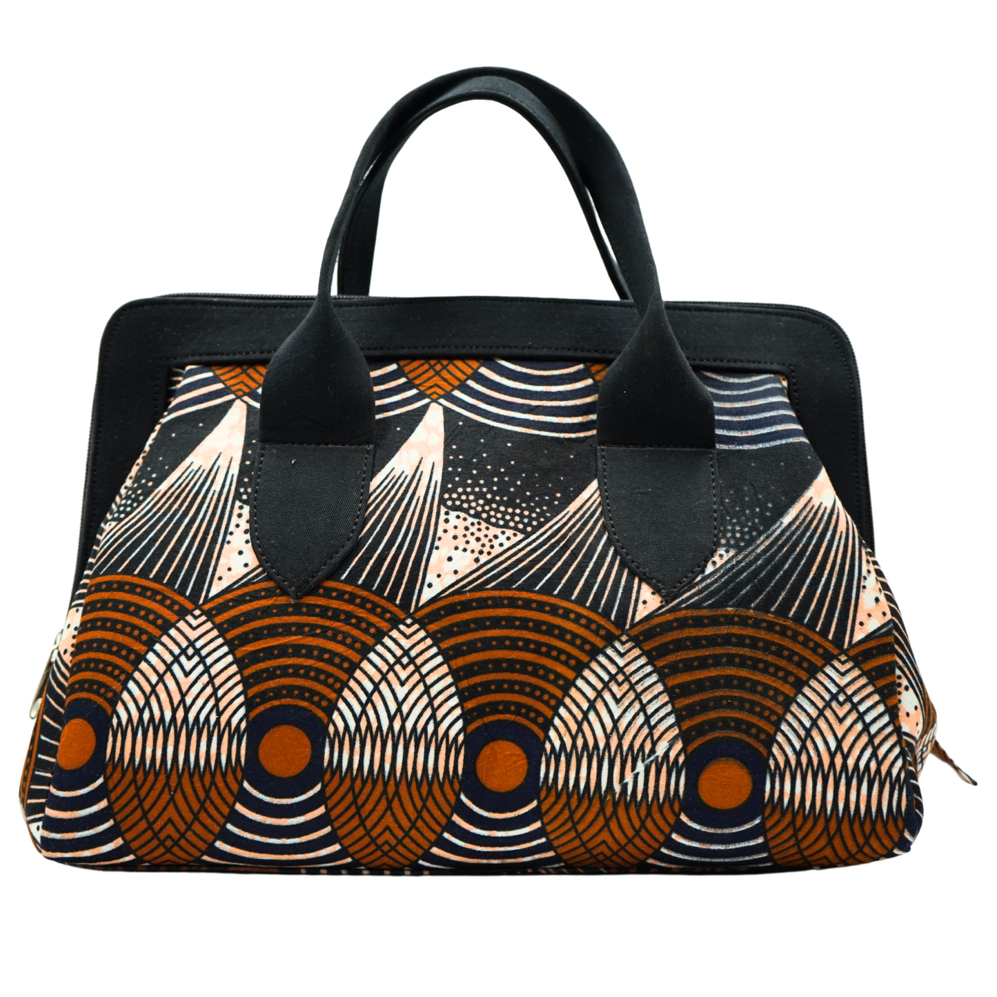 Black and Orange Circles Ankara Statement Purse