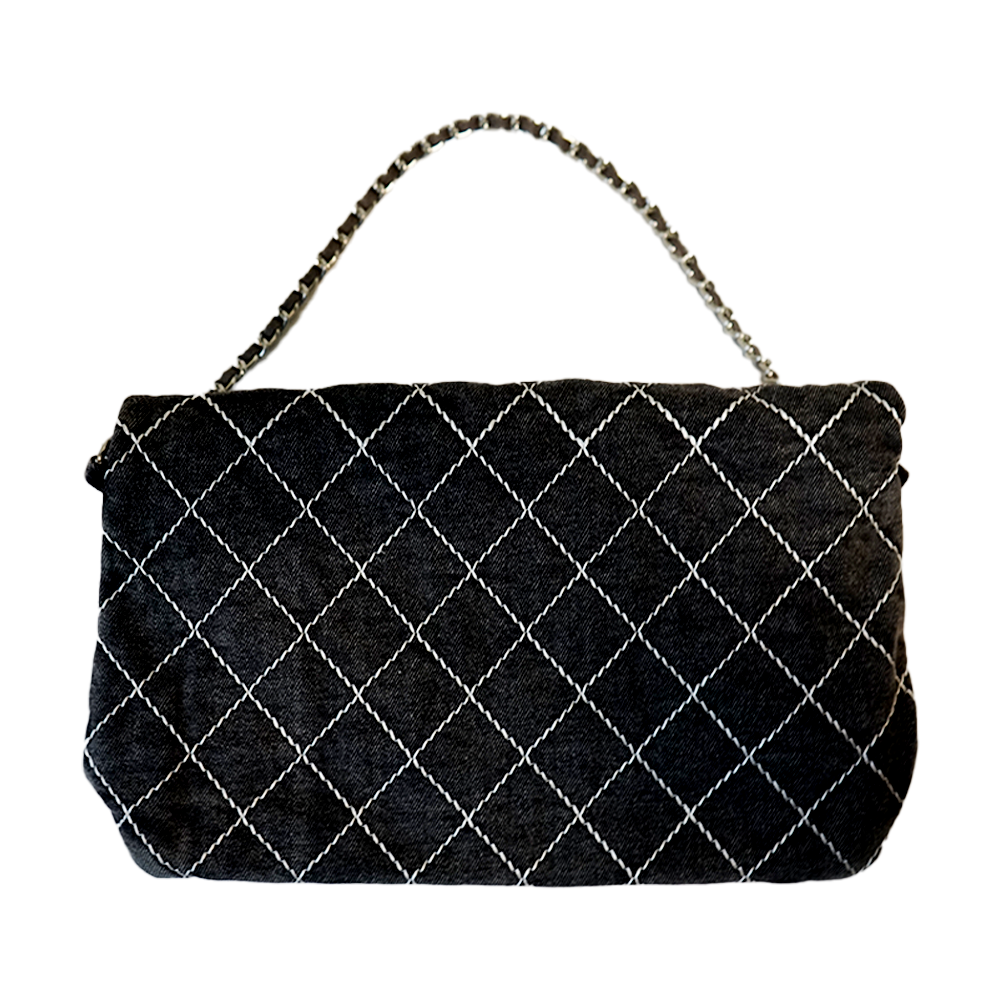 Denim Crisscross Chain Crossbody Bag