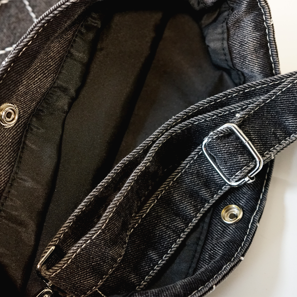 Denim Crisscross Chain Crossbody Bag