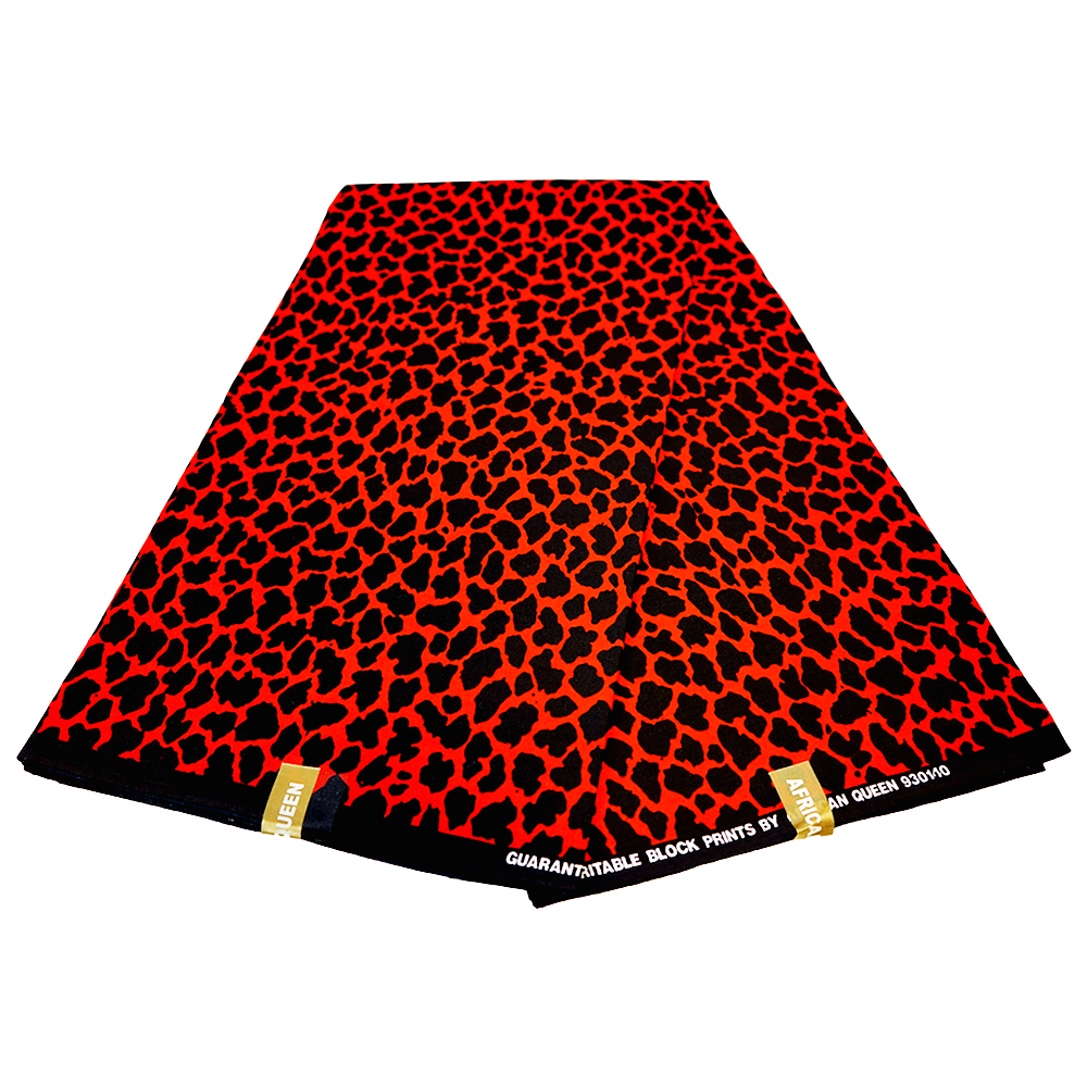 Red Leopard Print Ankara Fabric