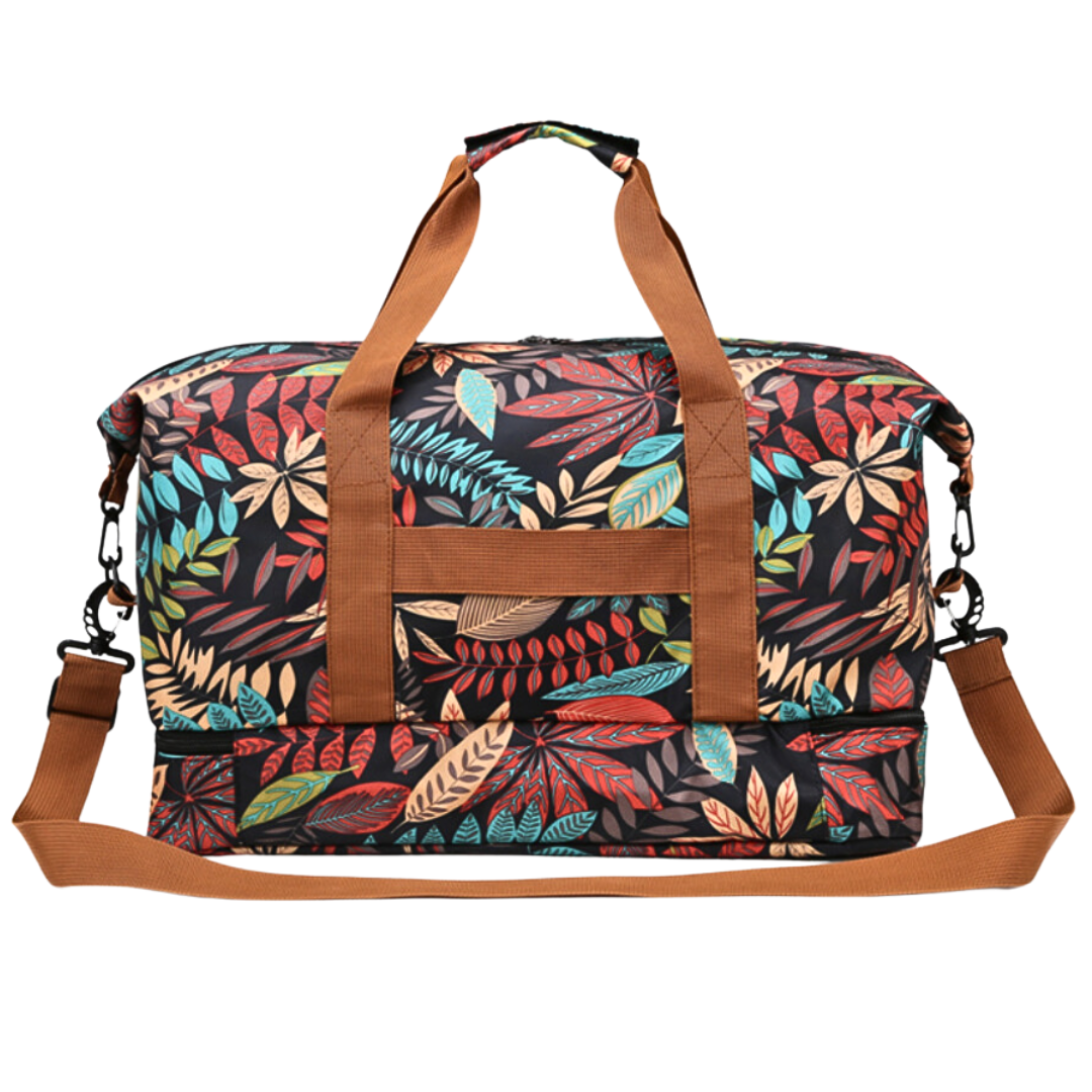 Maple Leaf Print Travel Duffle Bag