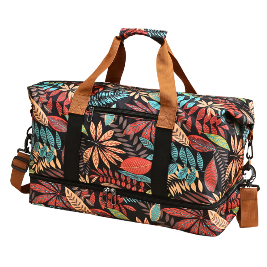 Maple Leaf Print Travel Duffle Bag