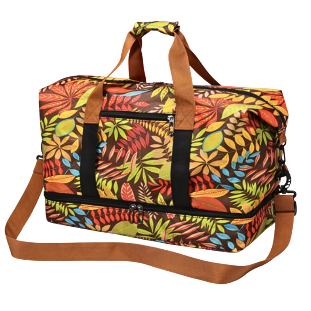 Maple Leaf Print Travel Duffle Bag