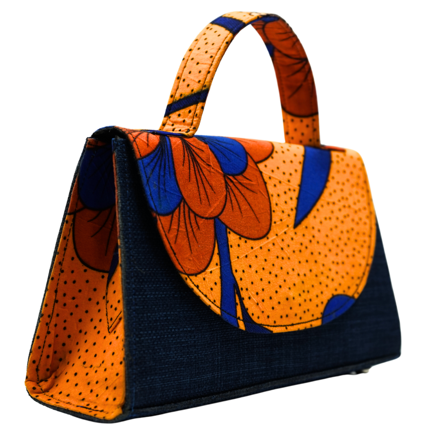 Orange and Blue Ankara Crossbody Bag - Statement Purse