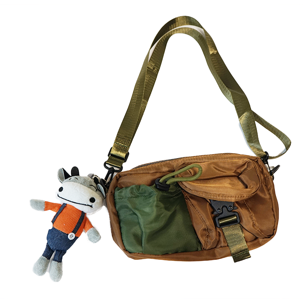 Plush Cow Charm Square Crossbody Bag
