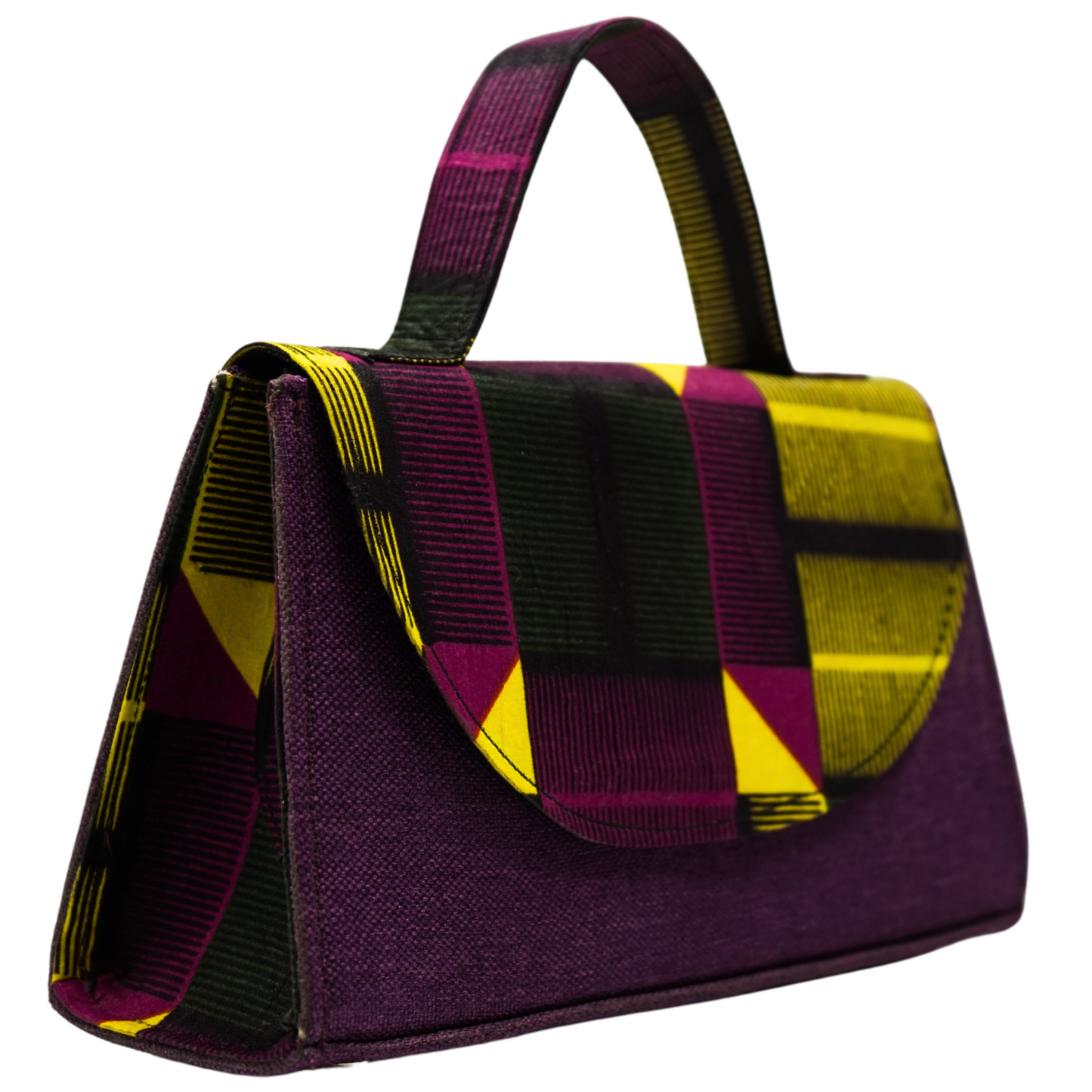 Purple and Yellow Ankara Crossbody Bag - Statement Purse