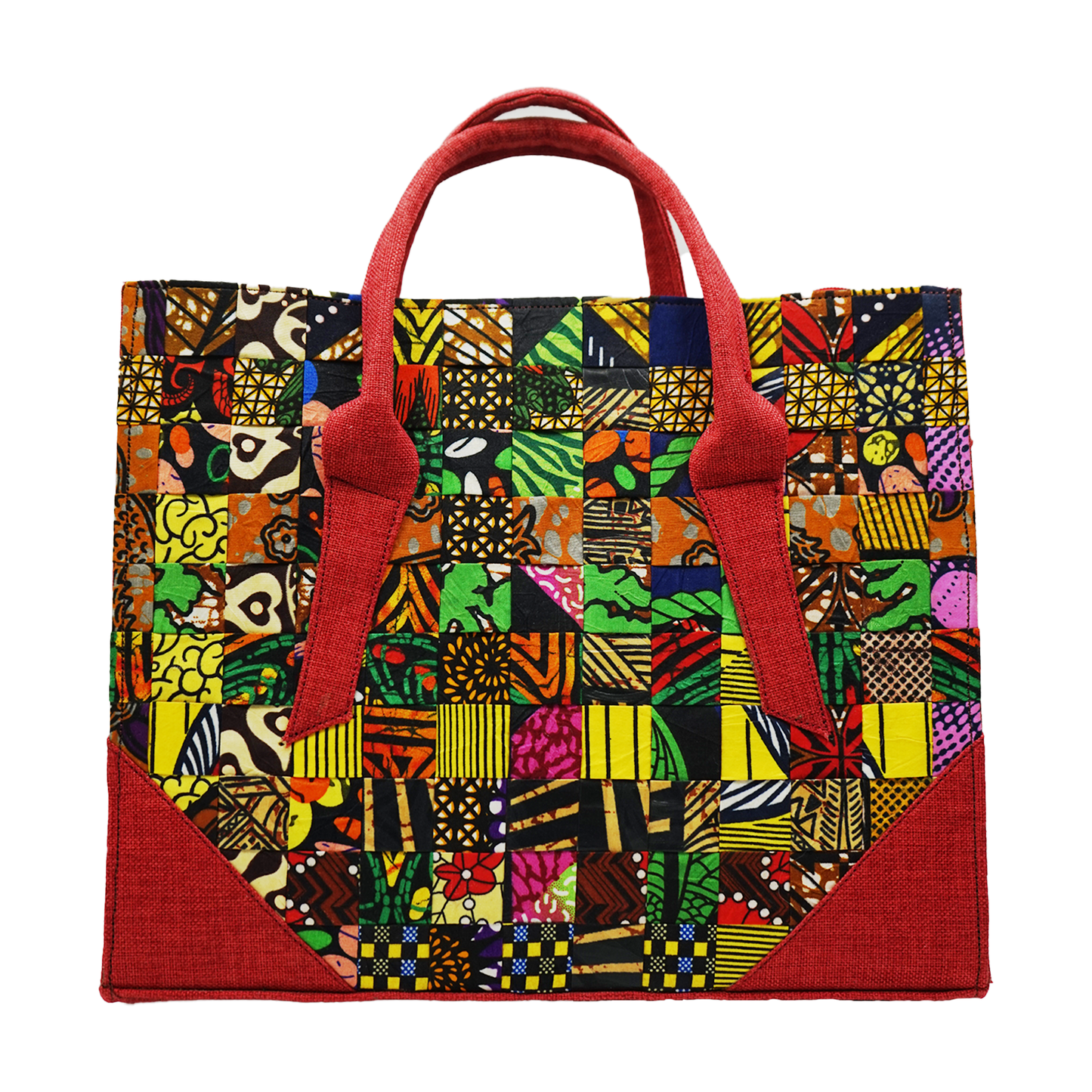 Red Bold Big Ankara Patchwork Handbags