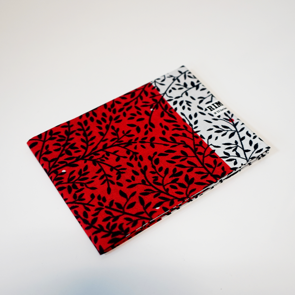Red and White Ankara Fabric with Black Vines