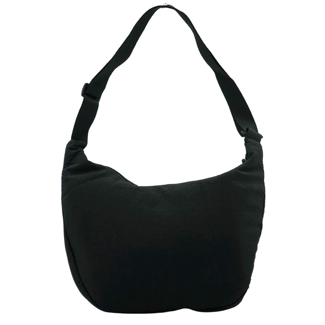 Slouchy Medium Crescent Crossbody Bag - Black