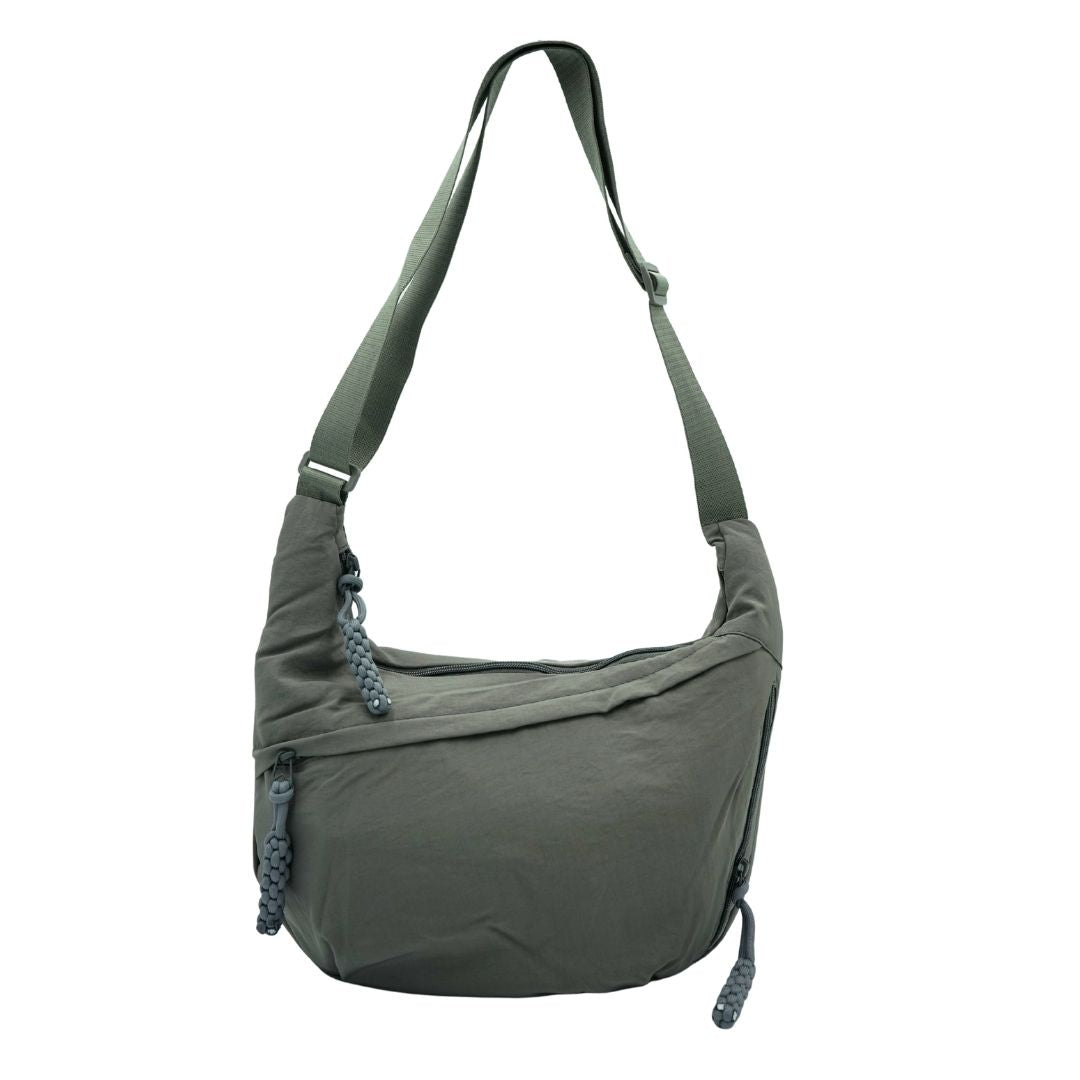 Slouchy Medium Crescent Crossbody Bag - Dark Grey