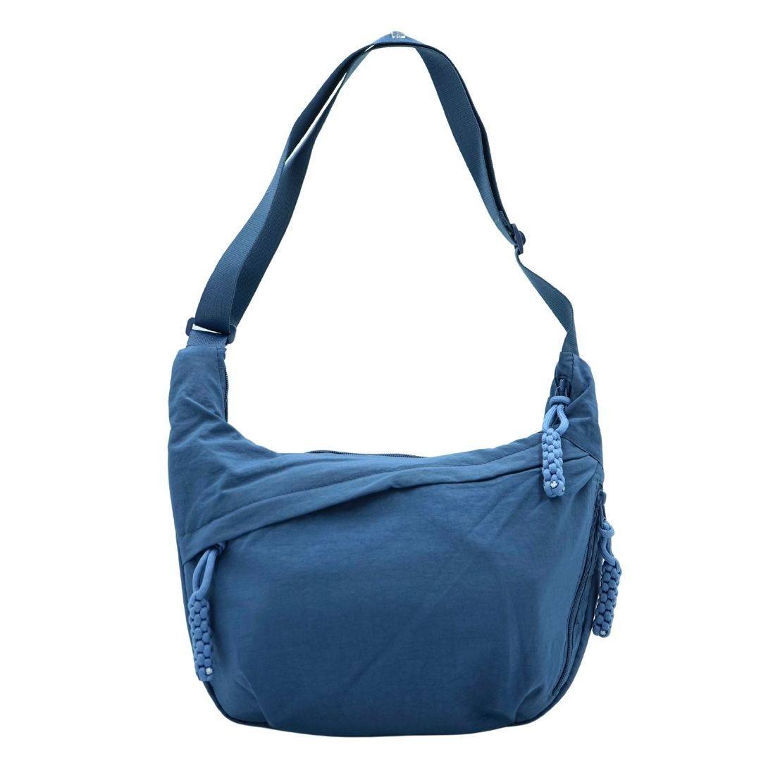 Slouchy Medium Crescent Crossbody Bag - Dull Blue