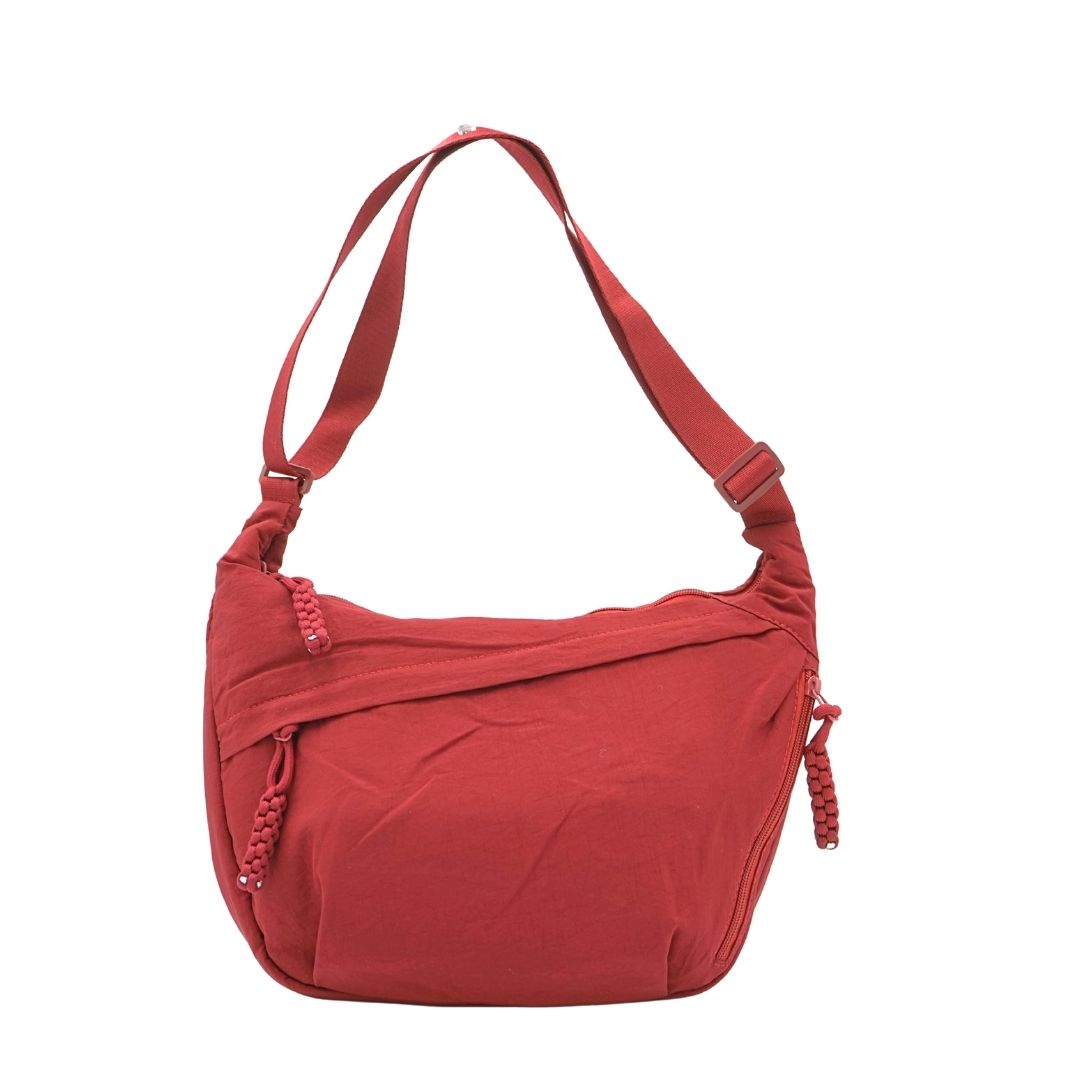 Slouchy Medium Crescent Crossbody Bag - Red