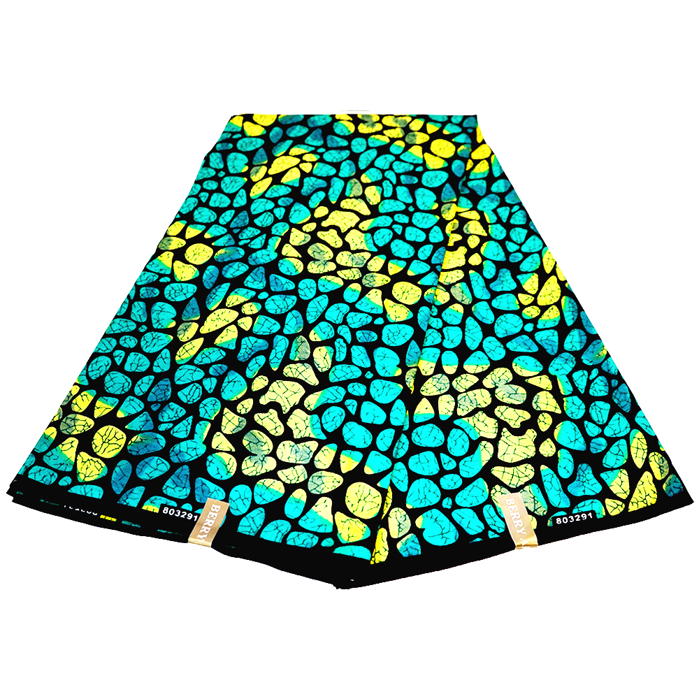 Turquoise Pebble Glow Ankara Cotton Fabric