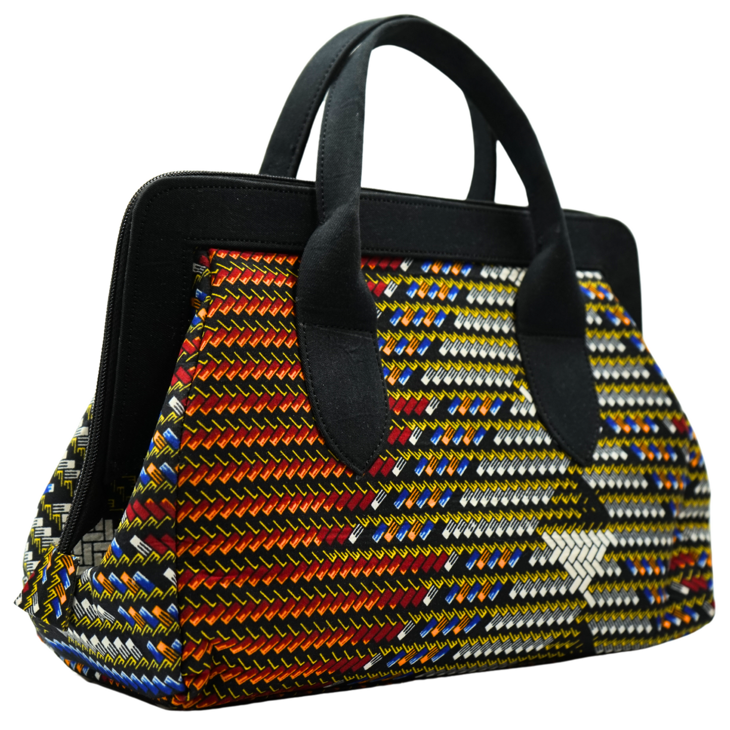 Orange and Black Lines Ankara Statement Purse
