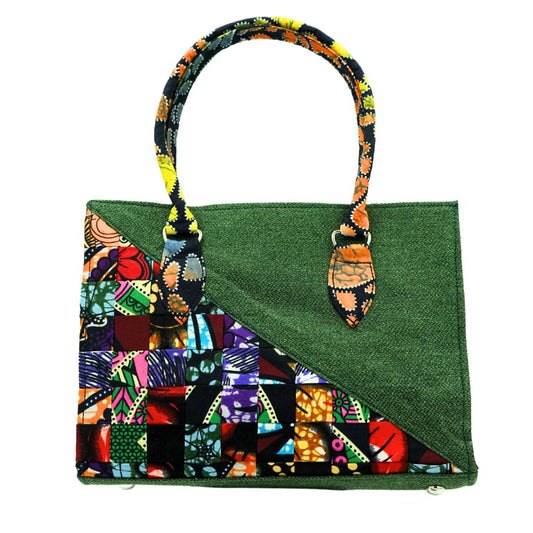 Sac à main patchwork en mosaïque verte Ankara