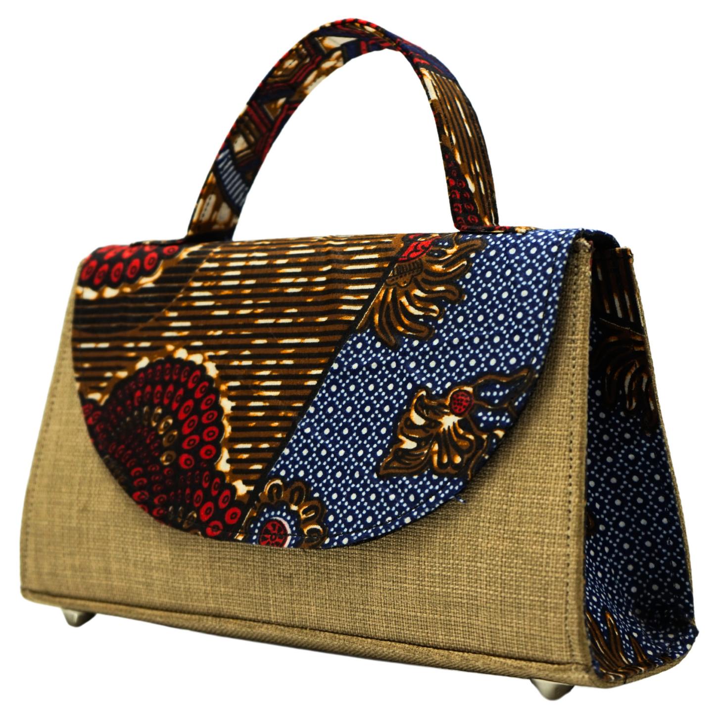 Beige and Brown Ankara Crossbody Bag - Statement Purse
