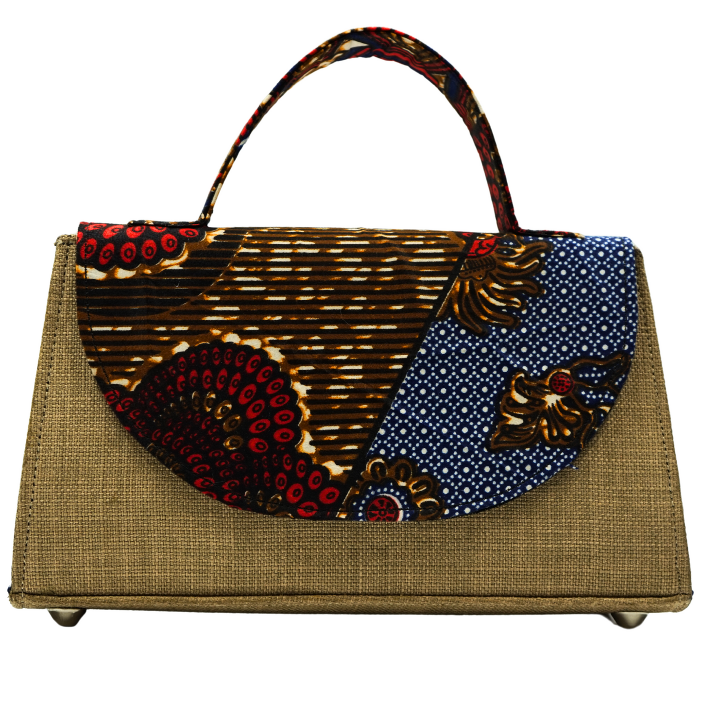 Beige and Brown Ankara Crossbody Bag - Statement Purse