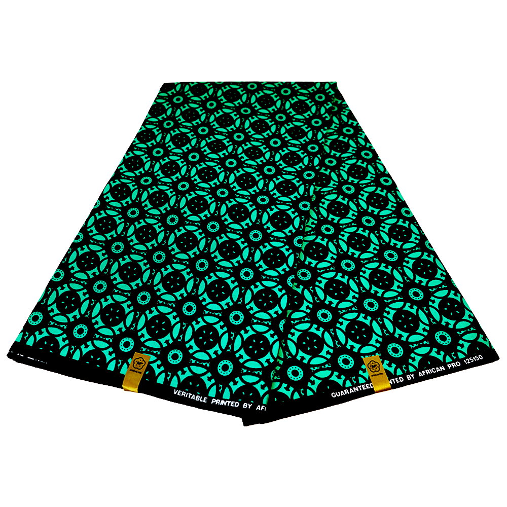 Green & Black Geometric Ankara Cotton Fabric