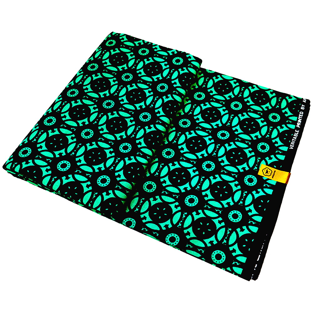Green & Black Geometric Ankara Cotton Fabric