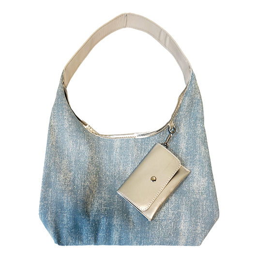 Sparkling Denim Tote with Wallet
