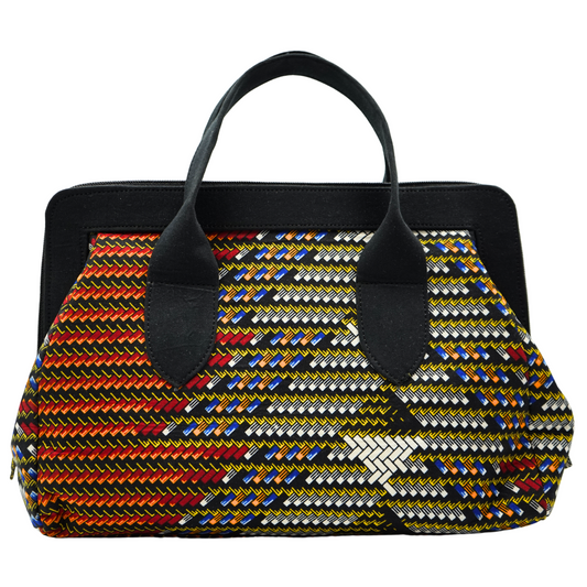 Orange and Black Lines Ankara Statement Purse